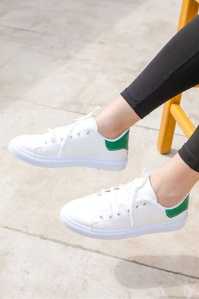 کفش اسنیکر سبز زنانه بند دار چرم مصنوعی کد 831022384
