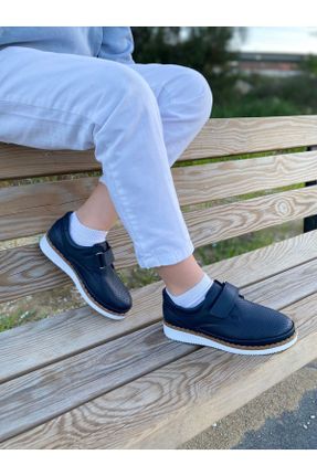 کفش کلاسیک سرمه ای بچه گانه چرم مصنوعی پاشنه کوتاه ( 4 - 1 cm ) پاشنه ساده کد 822275221