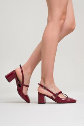 کفش پاشنه بلند کلاسیک زرشکی زنانه چرم لاکی پاشنه ضخیم پاشنه متوسط ( 5 - 9 cm ) کد 838252664