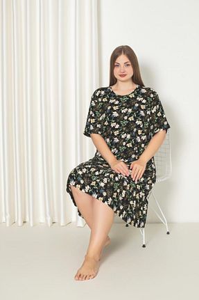 لباس شب سایز بزرگ سبز زنانه طرح دار Asel - کد 838287791