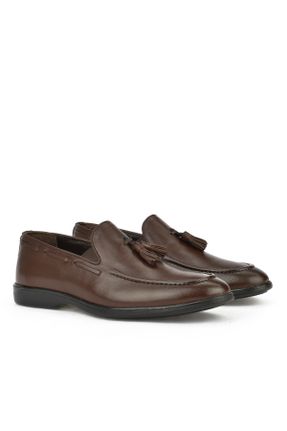 کفش کلاسیک قهوه ای مردانه چرم طبیعی پاشنه کوتاه ( 4 - 1 cm ) پاشنه ساده کد 801298411