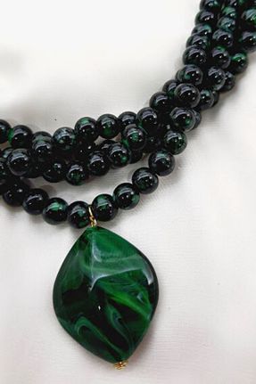 گردنبند جواهر سبز زنانه شیشه کد 659103920
