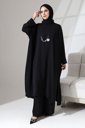 ست بالاتنه و پائین تنه حجاب مشکی زنانه اورسایز Berel Moda - کد 838338044