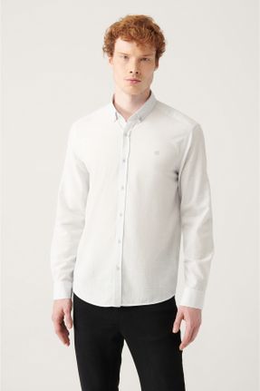 پیراهن سفید مردانه یقه دکمه دار رگولار کد 332340755
