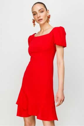 لباس قرمز زنانه بافتنی پلی استر رگولار کد 711596760
