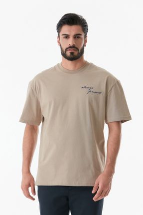 تی شرت قهوه ای مردانه یقه گرد رگولار کد 825578186
