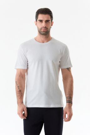 تی شرت سفید مردانه رگولار یقه گرد کد 807396523