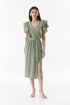 لباس سبز زنانه بافتنی پنبه - پلی استر رگولار آستین-کوتاه کد 833029572