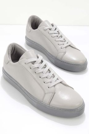 کفش کژوال طوسی مردانه چرم طبیعی پاشنه کوتاه ( 4 - 1 cm ) پاشنه ساده کد 262025245