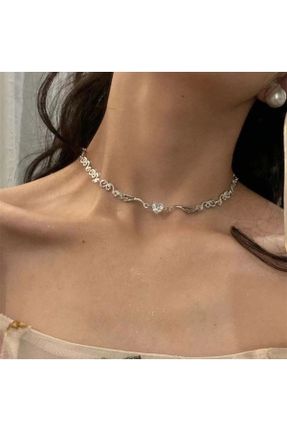 گردنبند جواهر زنانه روکش نقره کد 568717418