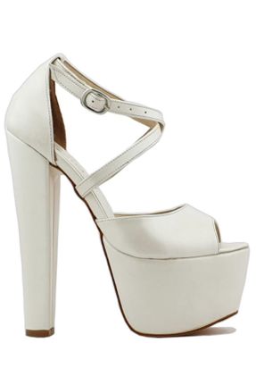 کفش مجلسی سفید زنانه چرم مصنوعی پاشنه بلند ( +10 cm) پاشنه پلت فرم کد 47799752