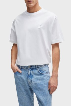 تی شرت سفید مردانه یقه گرد اورسایز کد 815701396