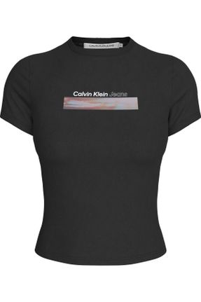 تی شرت مشکی زنانه رگولار یقه گرد پنبه (نخی) تکی بیسیک کد 807867870