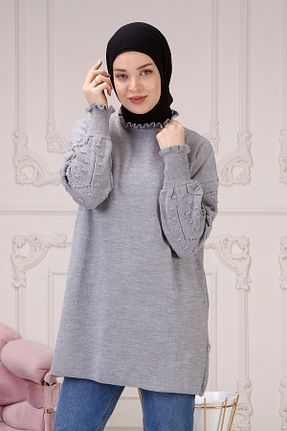 پلیور حجاب طوسی زنانه اکریلیک ilmek - کد 161059821