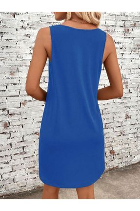 لباس آبی زنانه بافت پنبه (نخی) رگولار بند دار کد 825685616