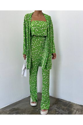 ست بالاتنه و پائین تنه سبز زنانه بافت dolu butik - کد 838190704