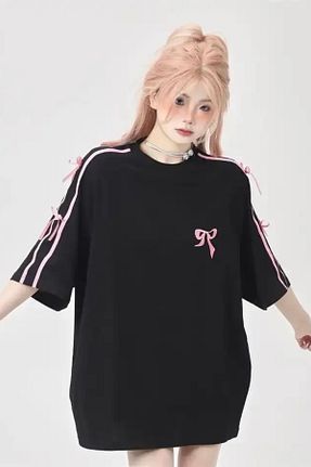 تیشرت مشکی زنانه اورسایز Ef Butik - کد 838213117