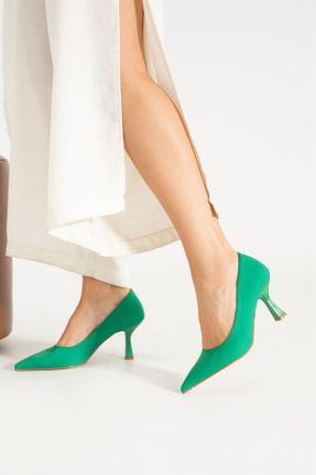 کفش استایلتو سبز پاشنه نازک پاشنه بلند ( +10 cm) کد 458253639