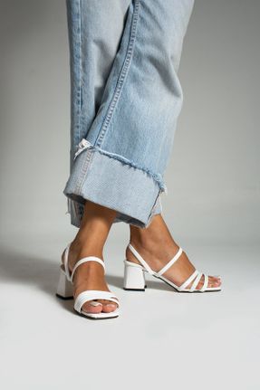 کفش پاشنه بلند کلاسیک سفید زنانه چرم مصنوعی پاشنه ضخیم پاشنه کوتاه ( 4 - 1 cm ) کد 823523047