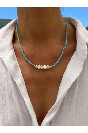گردنبند جواهر فیروزه ای زنانه پوشش لاکی کد 653812219