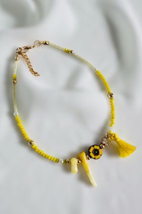 خلخال جواهری زرد زنانه پوشش لاکی کد 826596775