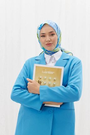 روسری آبی پنبه ای Silk Home - کد 767743267