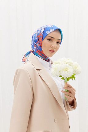 روسری آبی پنبه ای Silk Home - کد 767617511