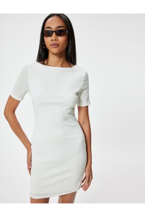 لباس سفید زنانه بافت رگولار آستین-کوتاه کد 835012901