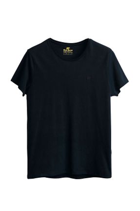 تی شرت سرمه ای مردانه رگولار یقه گرد پنبه (نخی) تکی بیسیک کد 5721227