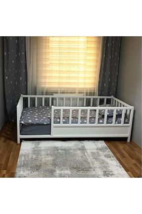 تخت خواب بچه گانه و مونته سوری سفید چوب Baby Kinder - کد 82316546