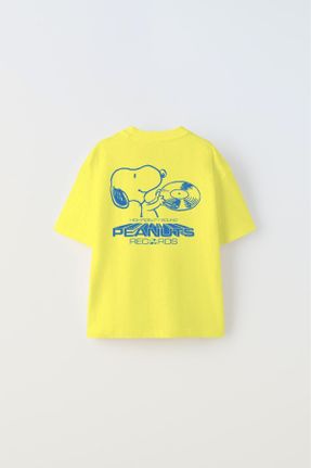 تی شرت زرد بچه گانه اورسایز یقه گرد پنبه (نخی) جوان کد 827938704