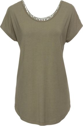 تی شرت خاکی زنانه رگولار یقه گشاد تکی کد 49781648