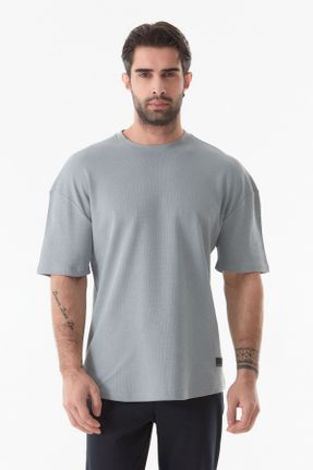 تی شرت طوسی مردانه اورسایز یقه گرد پارچه ای کد 816962653