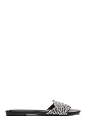دمپائی مشکی زنانه چرم مصنوعی پاشنه ساده پاشنه کوتاه ( 4 - 1 cm ) کد 838090674