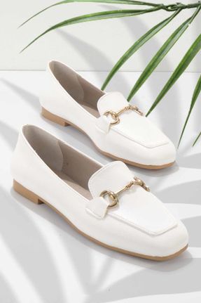 کفش لوفر سفید زنانه چرم لاکی پاشنه کوتاه ( 4 - 1 cm ) کد 268551580