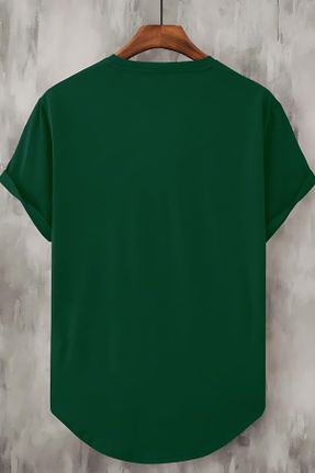 تی شرت سبز مردانه اورسایز یقه گرد تکی کد 837358437