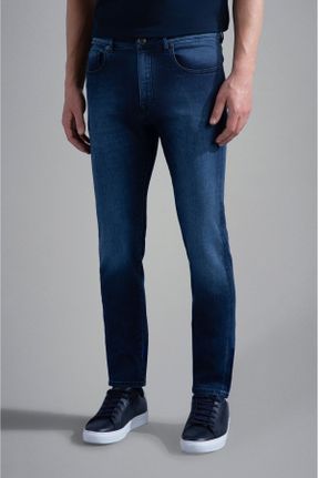شلوار جین آبی مردانه پنبه (نخی) ساده کد 748805474