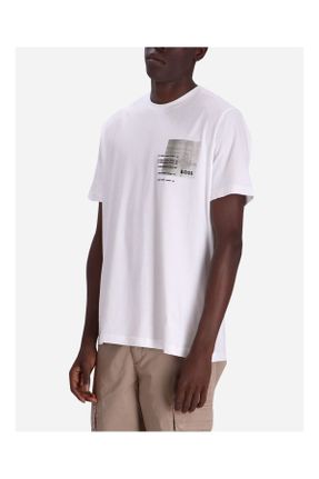 تی شرت سفید مردانه رگولار یقه گرد کد 820204265