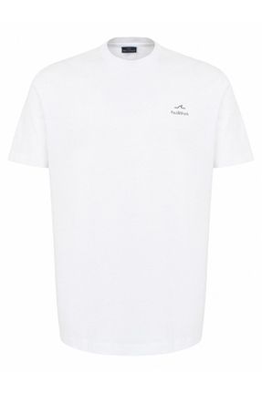 تی شرت سفید مردانه اورسایز یقه گرد کد 827636118