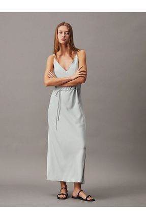لباس طوسی زنانه بافتنی پلی استر اورسایز آستین-کوتاه کد 817393057