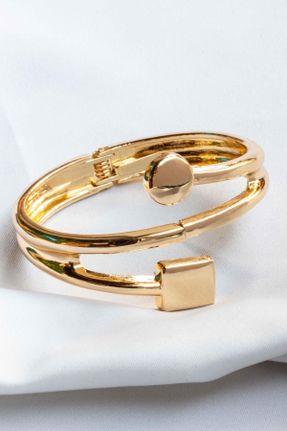 دستبند استیل طلائی زنانه فولاد ( استیل ) کد 810038392