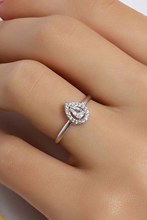 انگشتر طلا سفید زنانه 8 عیار Çgk Çiğdem Gürel Kuyumculuk - کد 384456400