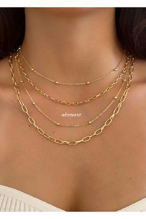گردنبند جواهر طلائی زنانه پوشش لاکی aksesuaris - کد 838213362