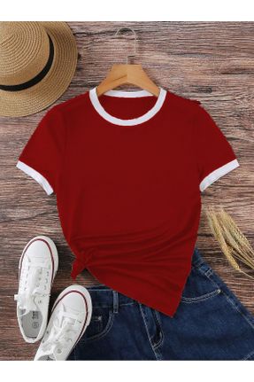 تی شرت قرمز زنانه رگولار پنبه - پلی استر کد 803377441