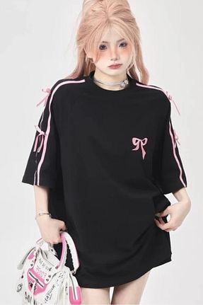 تیشرت مشکی زنانه اورسایز Ef Butik - کد 838213117