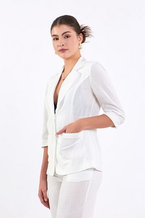 کت سفید زنانه Comfort Volanlı - کد 838264113