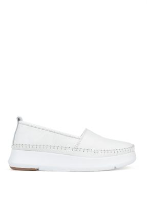 کفش کژوال سفید زنانه چرم طبیعی پاشنه کوتاه ( 4 - 1 cm ) پاشنه ساده کد 828667641