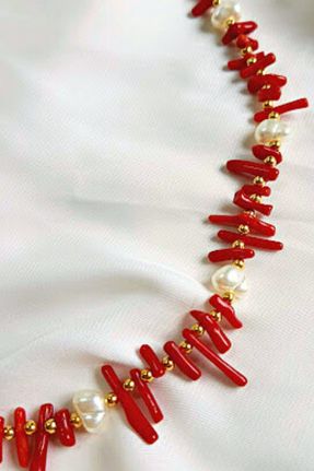 گردنبند جواهر قرمز زنانه پوشش لاکی کد 661689958