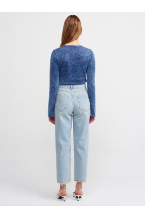 شلوار جین آبی زنانه فاق بلند استاندارد کد 805733644