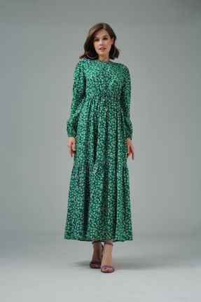 لباس سبز زنانه بافتنی ویسکون رگولار آستین-بلند کد 805902418